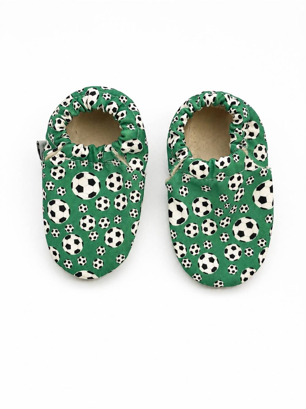 Green Soccer Print Kids Footed Booties